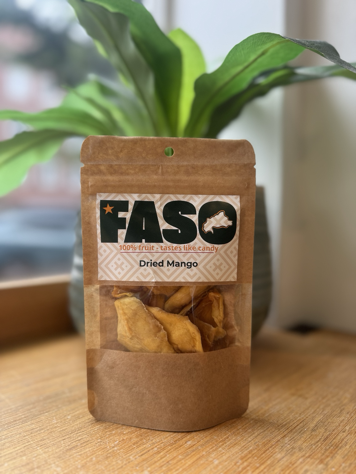 FASO FASO Dried Mango kraft stand-up pouch, 100% dried mango from Burkina Faso